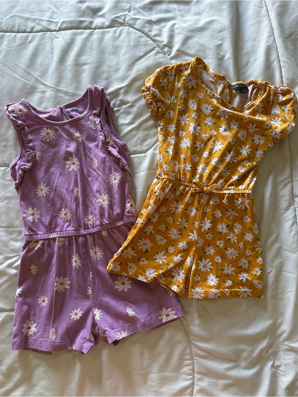 Girls Rompers - Purple & Mustard Floral Set - Size 5